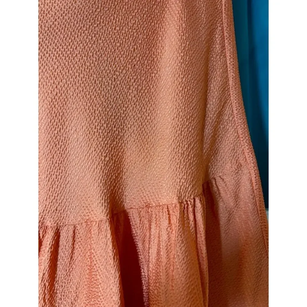 M Missoni Orange Peach Texture 100% Silk Tier Flowy Skirt Women IT 40 US Size 4